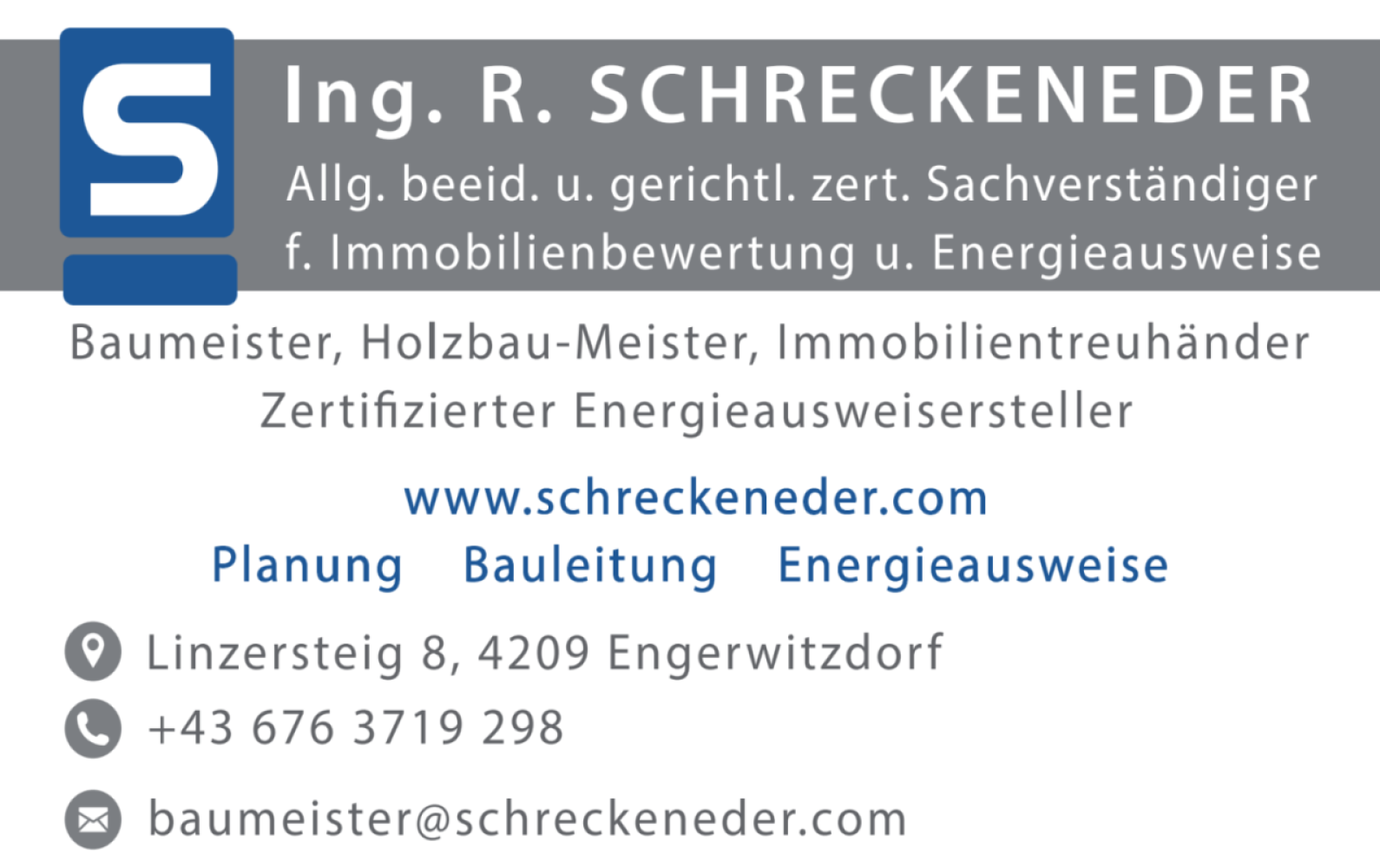 Baumeister, Zimmermeister Ing. Reinhard Schreckeneder Headerbild