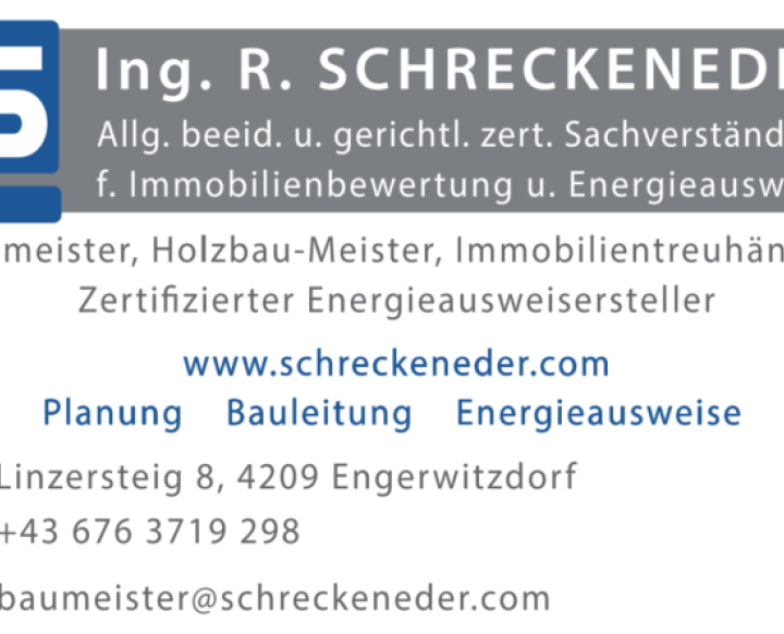 Baumeister, Zimmermeister Ing. Reinhard Schreckeneder. Reinhard Schreckeneder